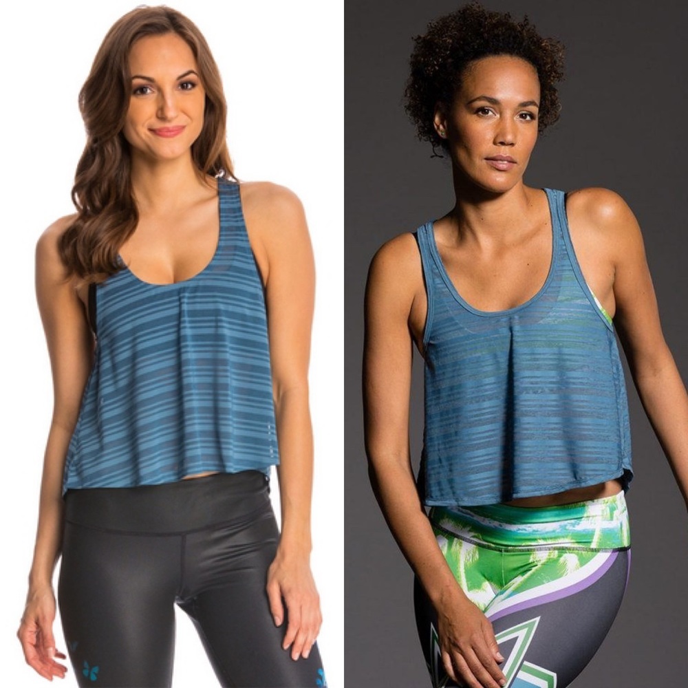 ONZIE | Hot Yoga Cross-back Stripe Mesh Tank Top